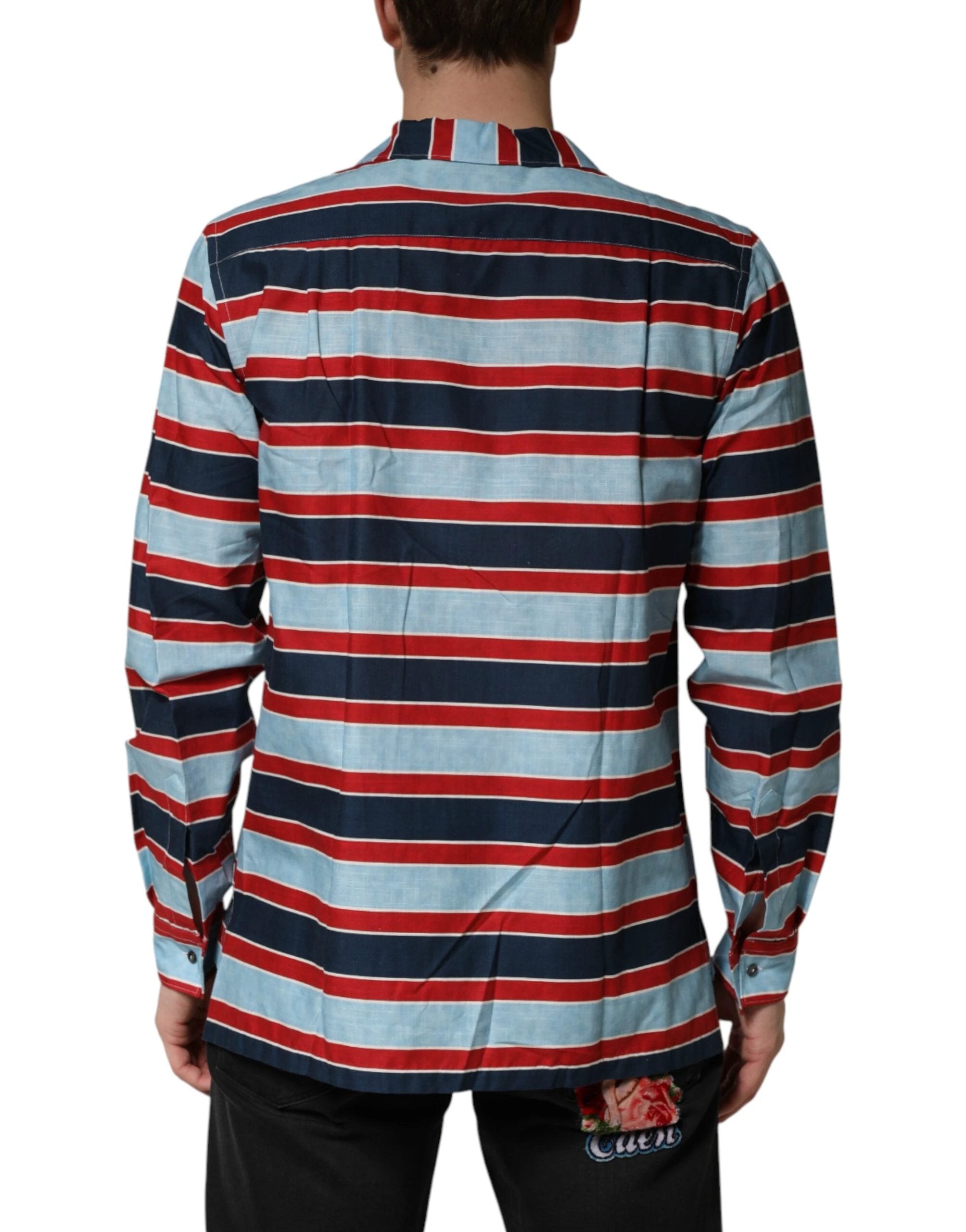Dolce & Gabbana Multicolor Stripes Cotton Men Button Down Shirt by Dolce & Gabbana