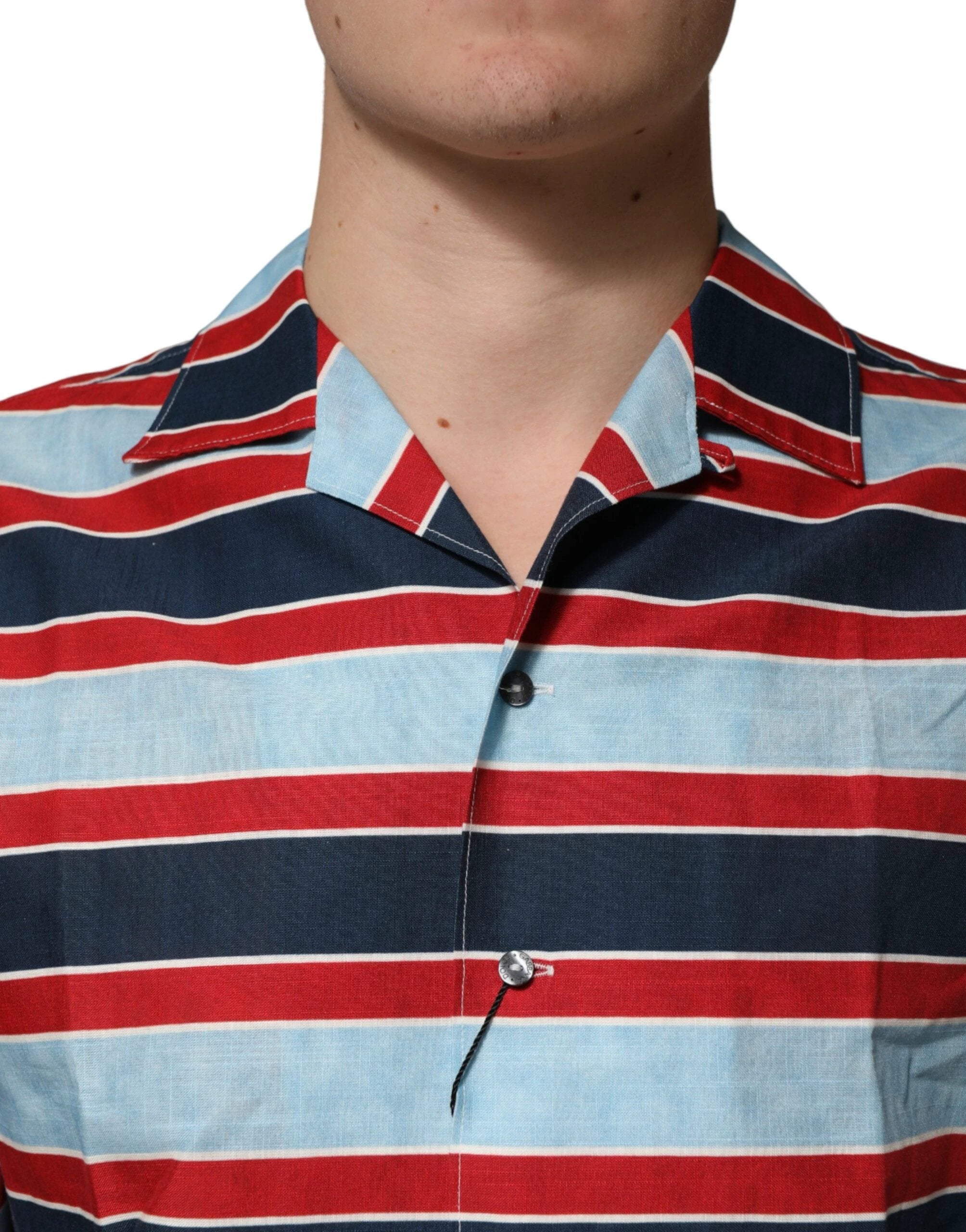 Dolce & Gabbana Multicolor Stripes Cotton Men Button Down Shirt by Dolce & Gabbana