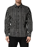 Dolce & Gabbana Black Stripes Cotton Men Formal Dress Shirt by Dolce & Gabbana
