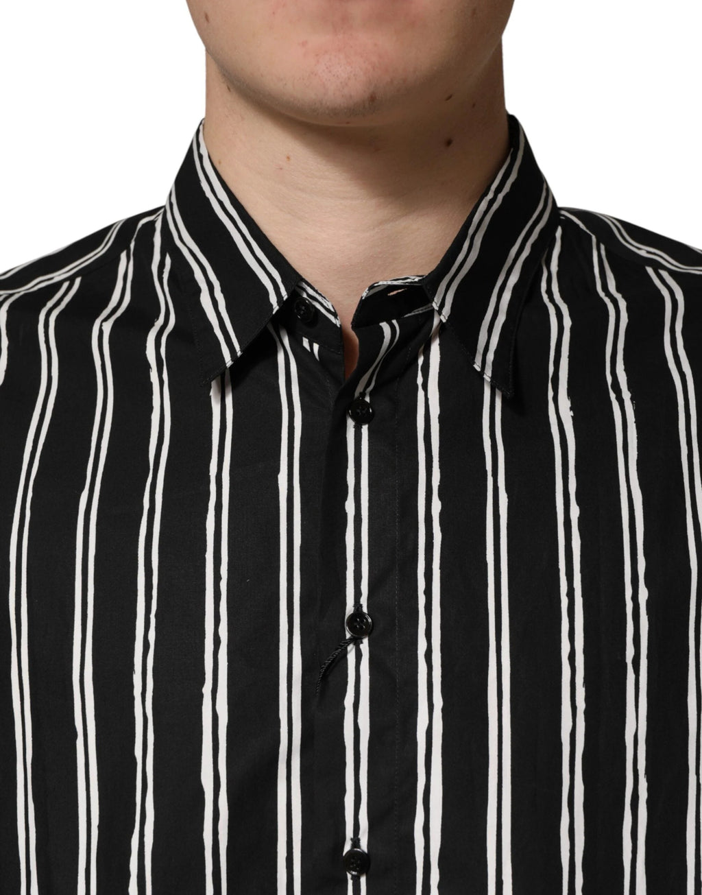 Dolce & Gabbana Black Stripes Cotton Men Formal Dress Shirt by Dolce & Gabbana