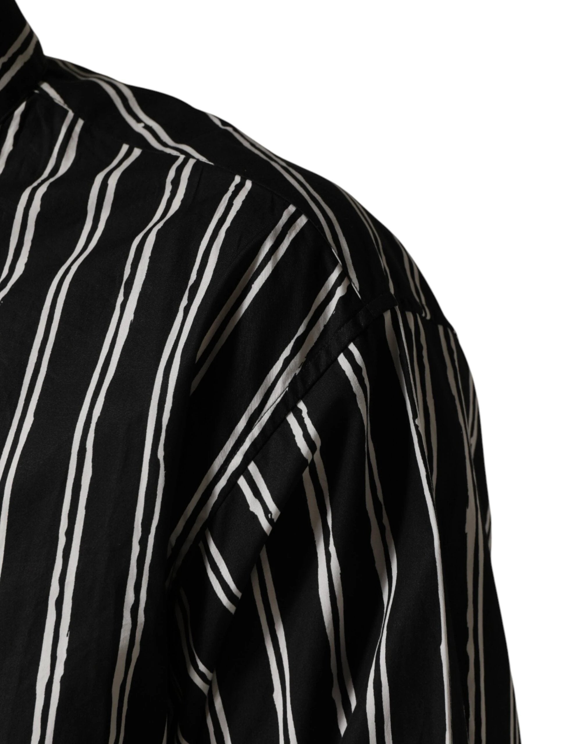 Dolce & Gabbana Black Stripes Cotton Men Formal Dress Shirt by Dolce & Gabbana
