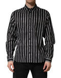 Dolce & Gabbana Black Stripes Cotton Men Formal Dress Shirt by Dolce & Gabbana