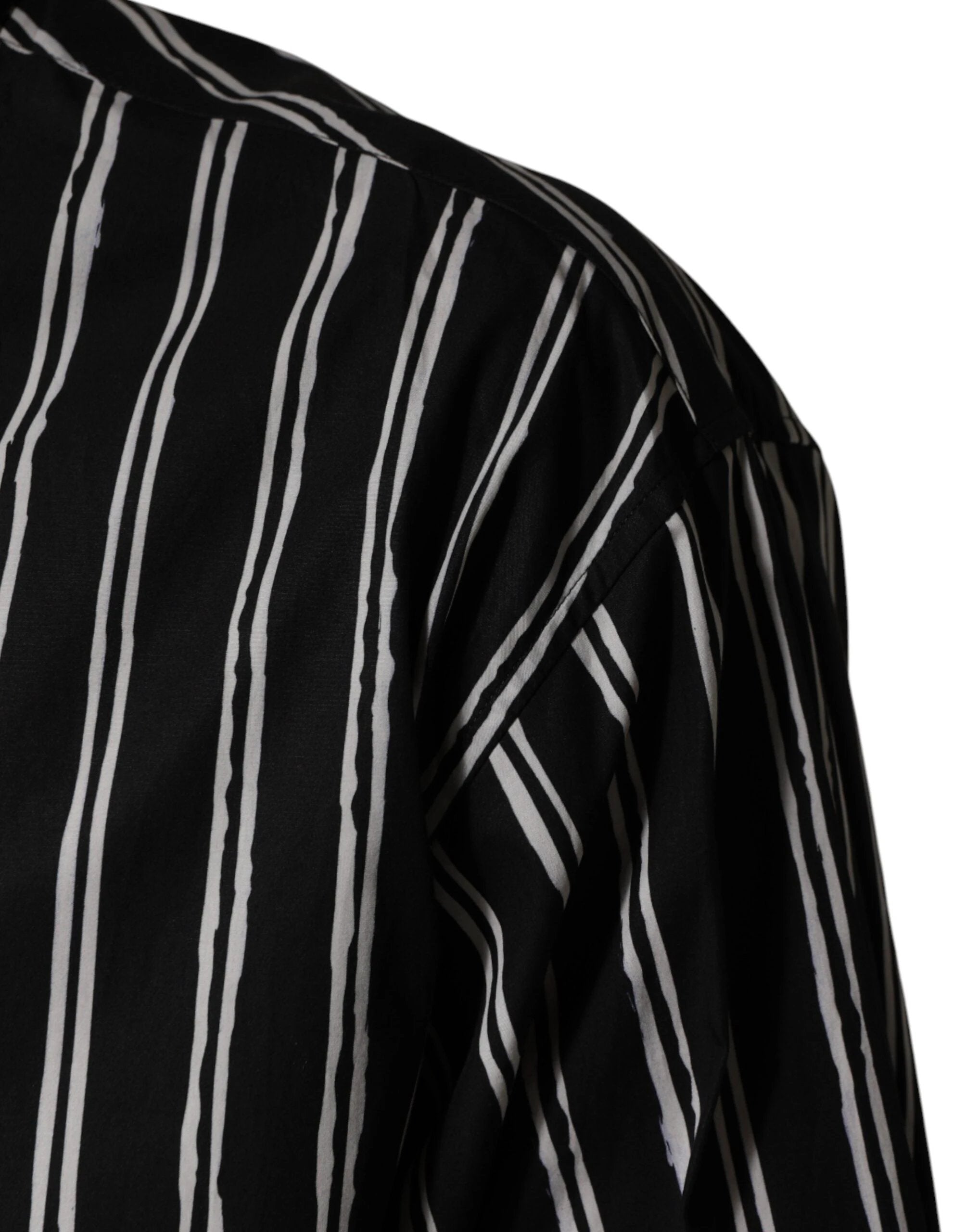 Dolce & Gabbana Black Stripes Cotton Men Formal Dress Shirt by Dolce & Gabbana