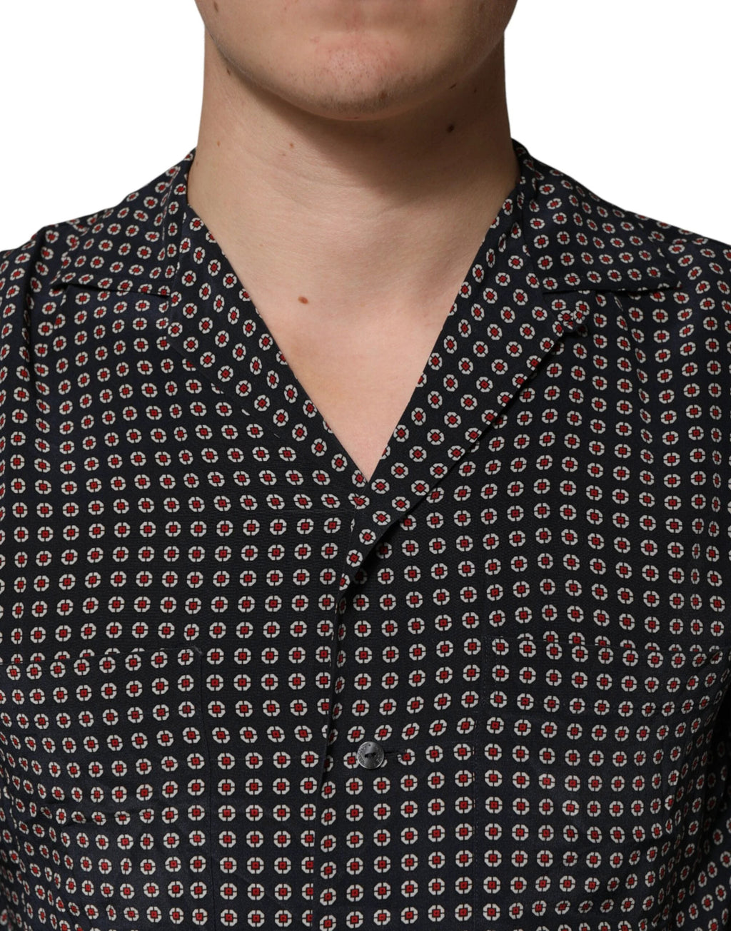 Dolce & Gabbana Black Patterned Silk Men Button Down Shirt by Dolce & Gabbana