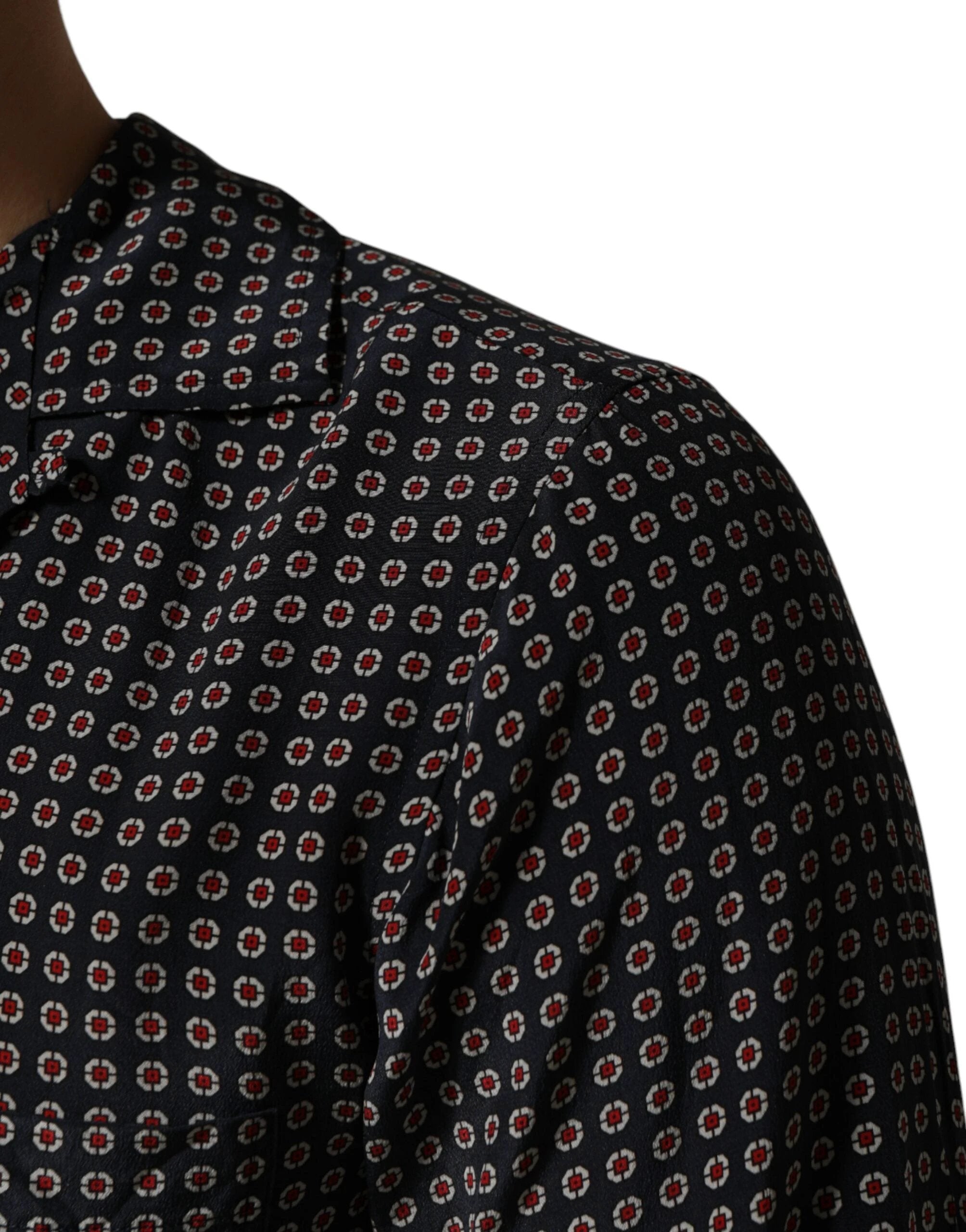 Dolce & Gabbana Black Patterned Silk Men Button Down Shirt by Dolce & Gabbana