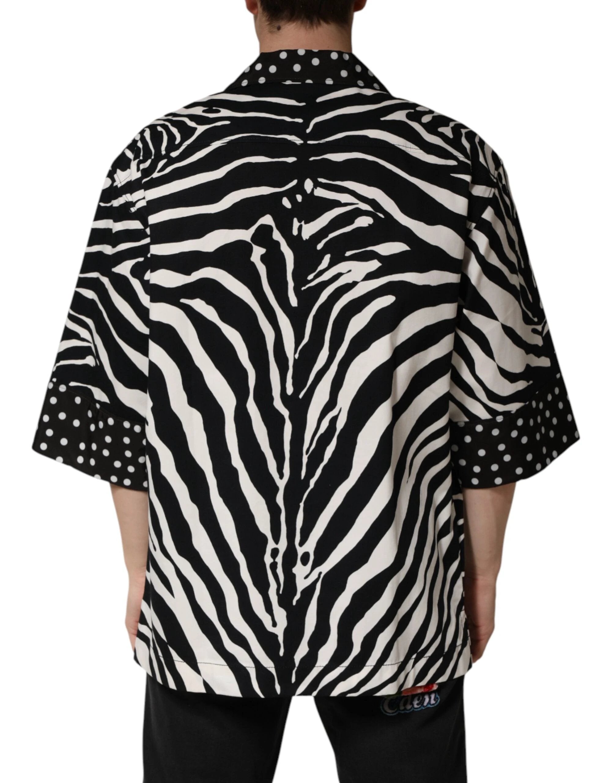Dolce & Gabbana Black White Zebra ButtonDown Oversize Shirt by Dolce & Gabbana