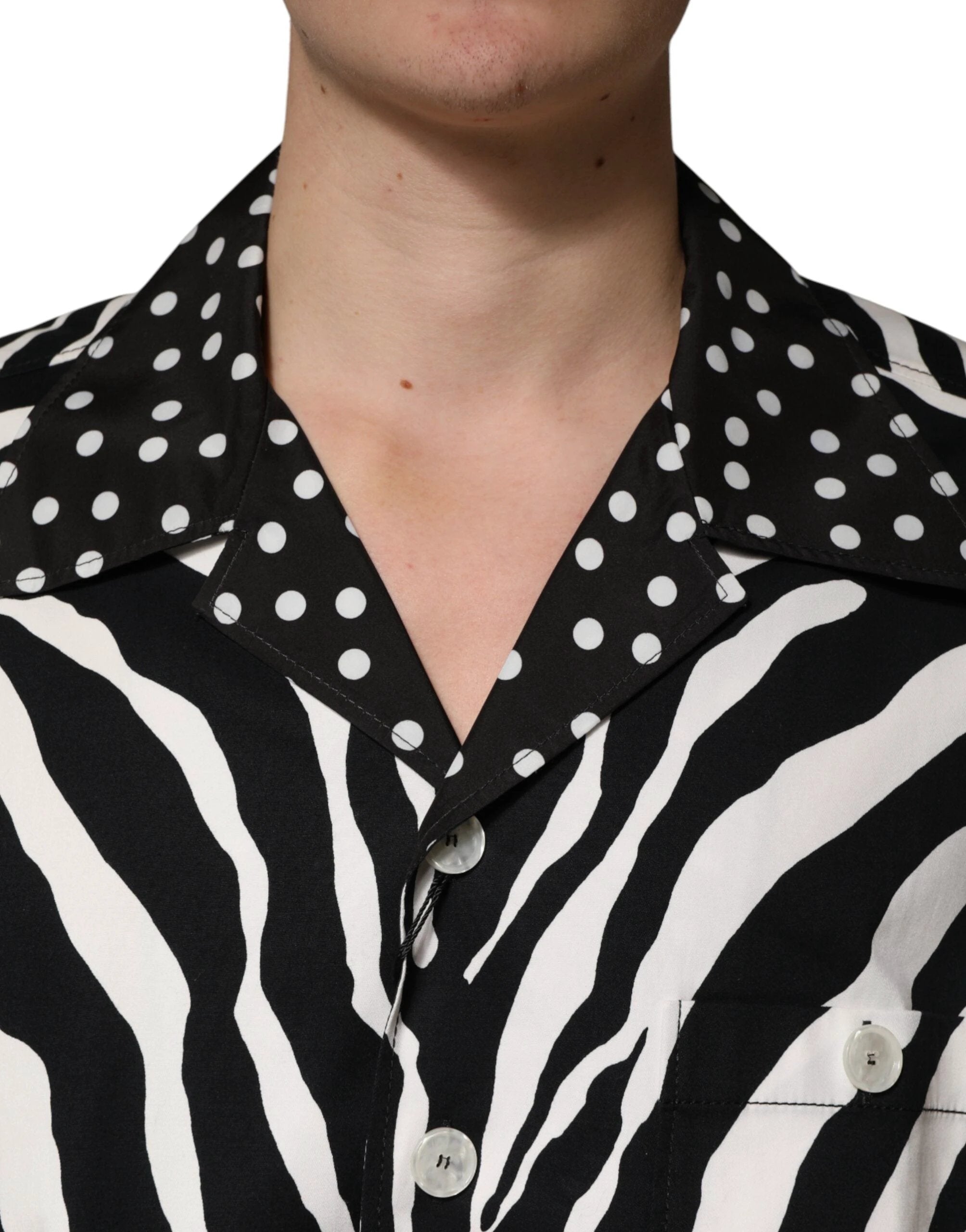 Dolce & Gabbana Black White Zebra ButtonDown Oversize Shirt by Dolce & Gabbana