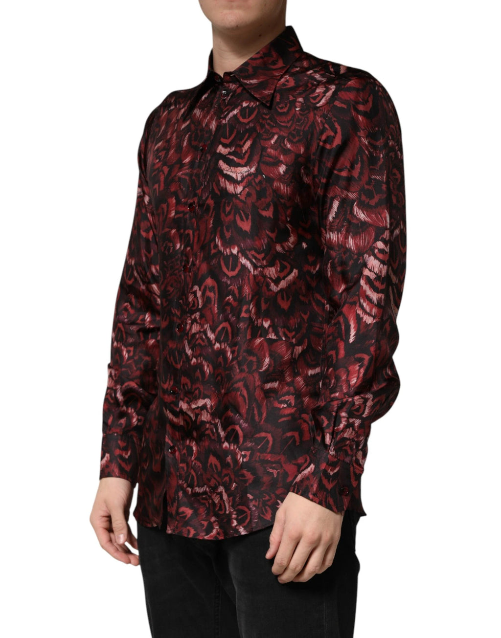 Dolce & Gabbana Bordeaux Patterned Collared Men Dress Shirt by Dolce & Gabbana