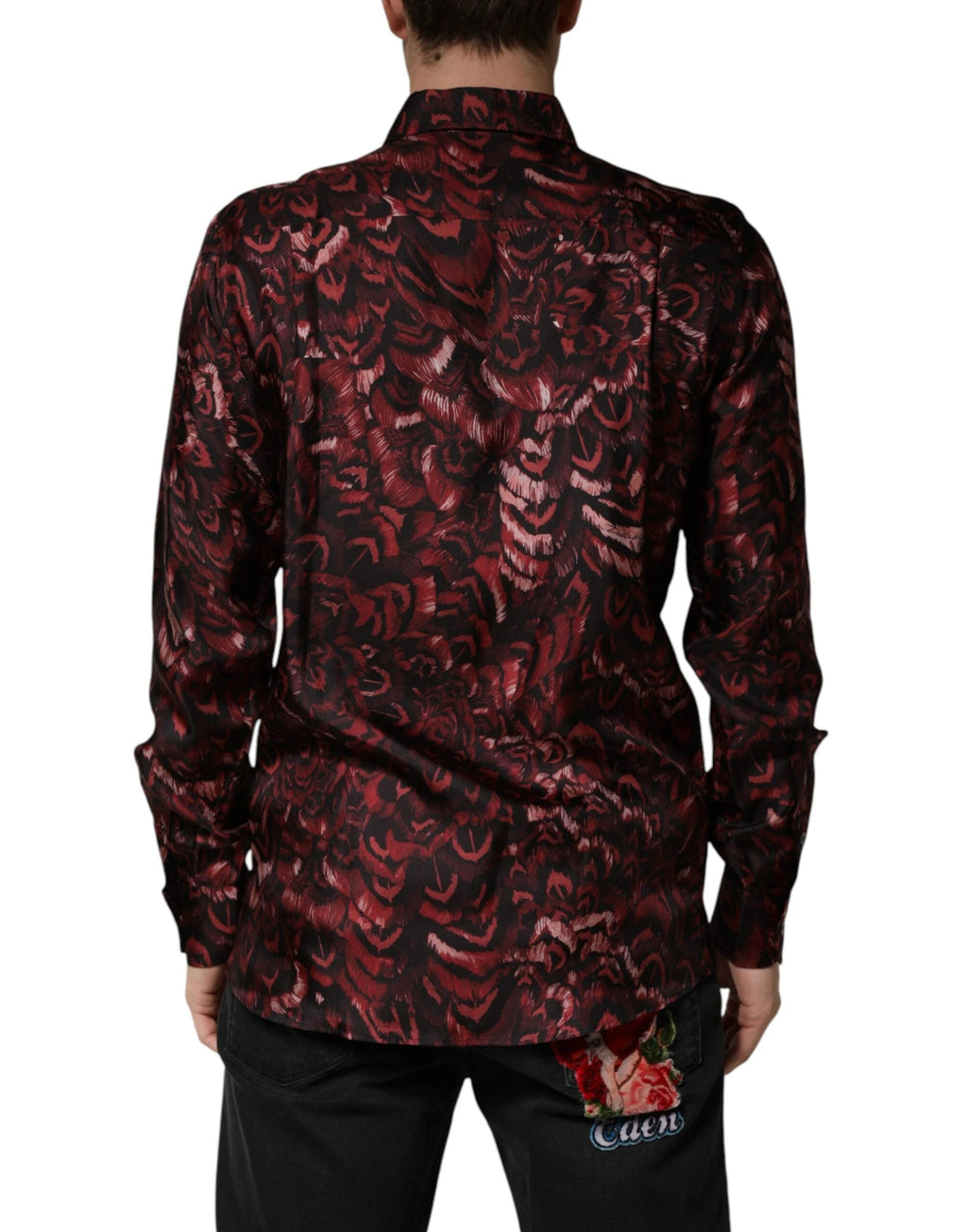 Dolce & Gabbana Bordeaux Patterned Collared Men Dress Shirt by Dolce & Gabbana