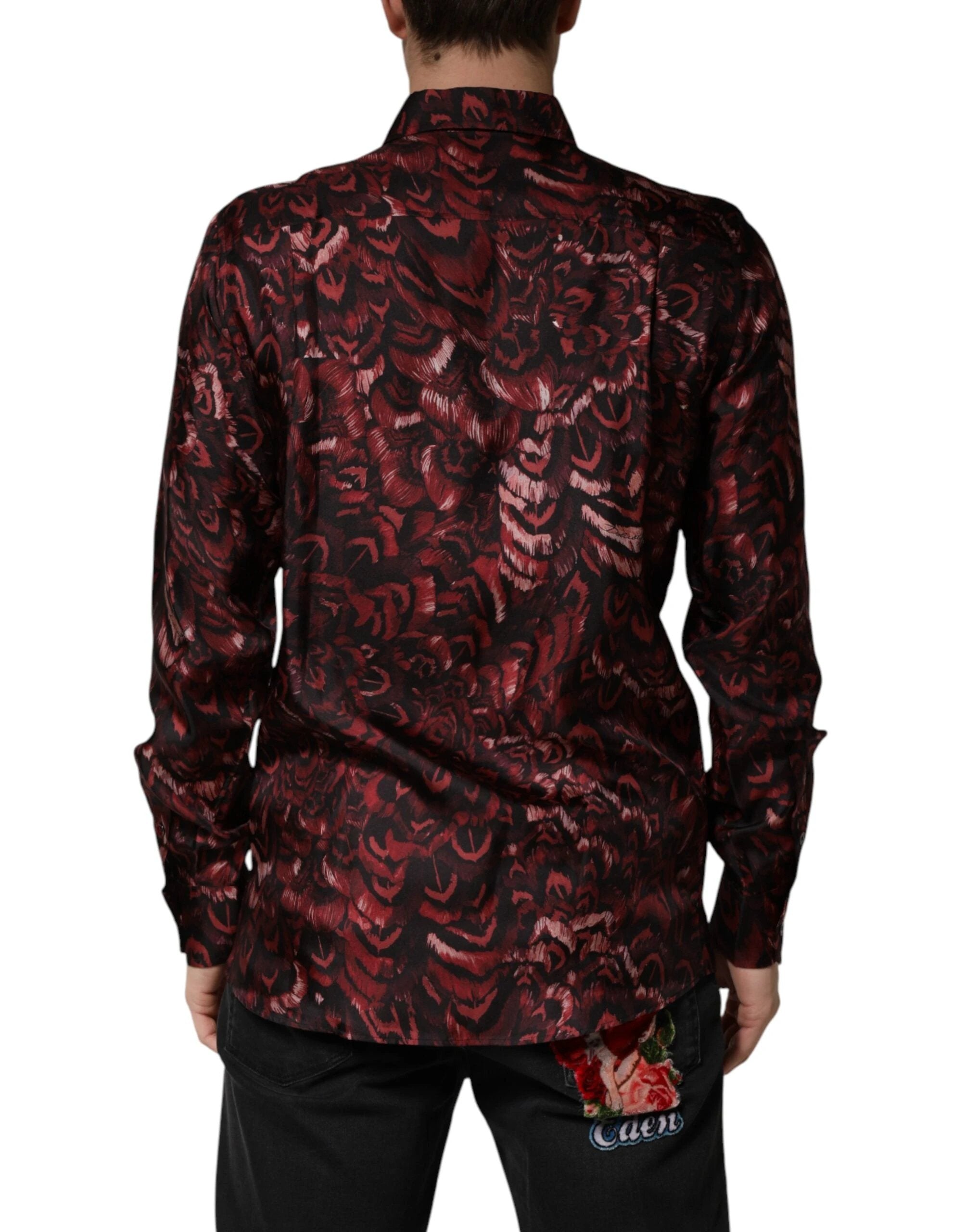 Dolce & Gabbana Bordeaux Patterned Collared Men Dress Shirt by Dolce & Gabbana