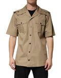 Dolce & Gabbana Brown Pin Up Short Sleeves Men Casual Shirt by Dolce & Gabbana