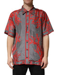 Dolce & Gabbana Gray Red Corals Short Sleeves Casual Shirt by Dolce & Gabbana