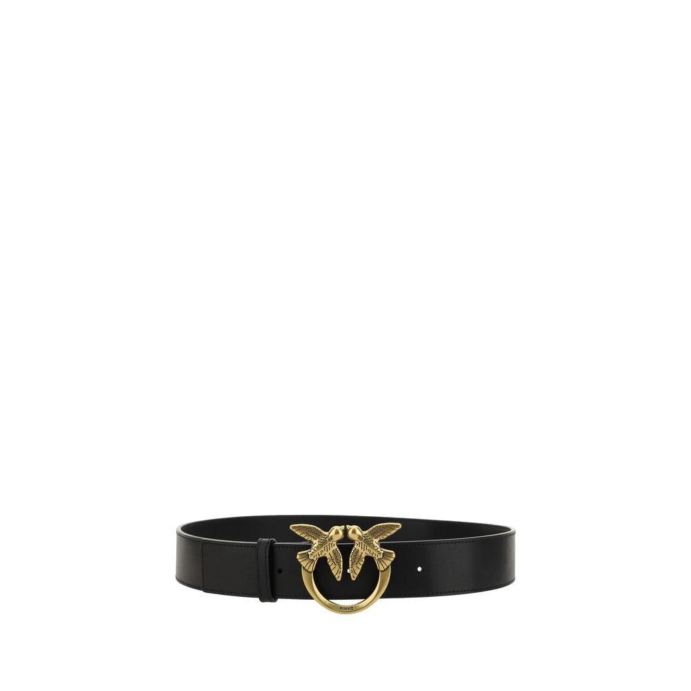 PINKO Black Calf Leather Bos Taurus Belt by PINKO