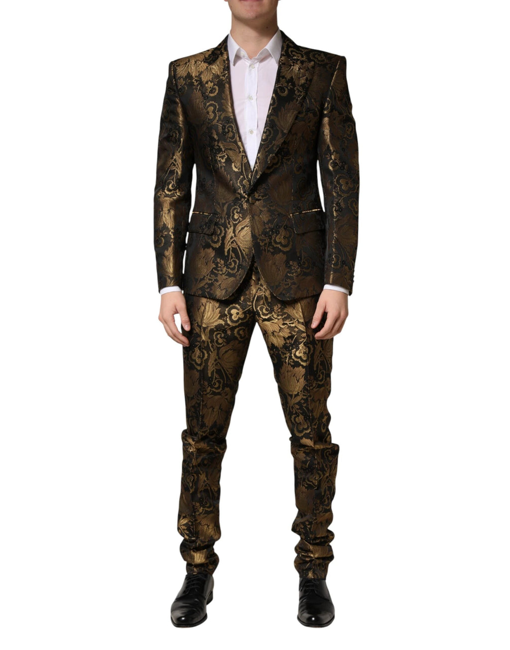Dolce & Gabbana Black Gold Jacquard Single Breasted 2PC Suit by Dolce & Gabbana