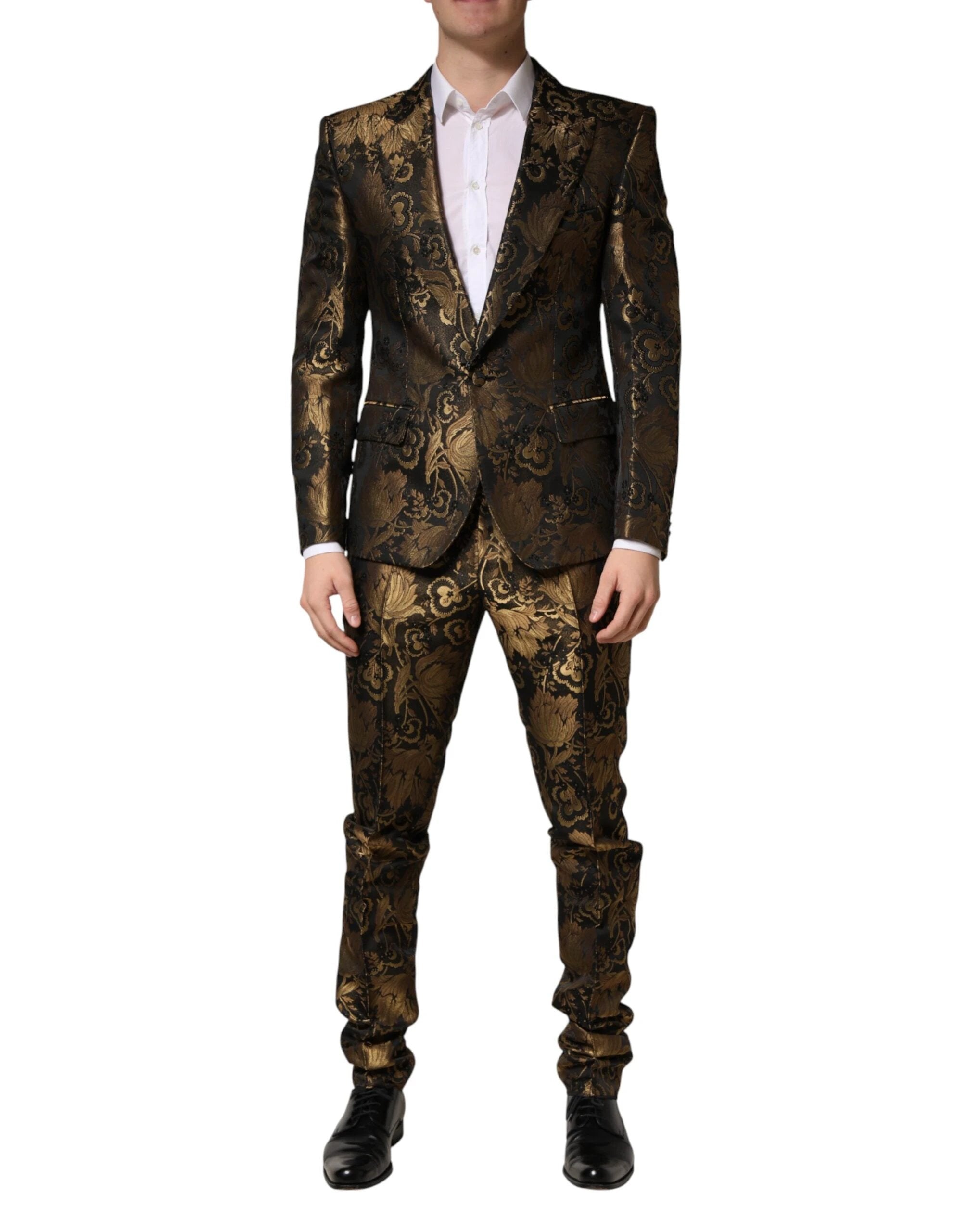 Dolce & Gabbana Black Gold Jacquard Single Breasted 2PC Suit by Dolce & Gabbana