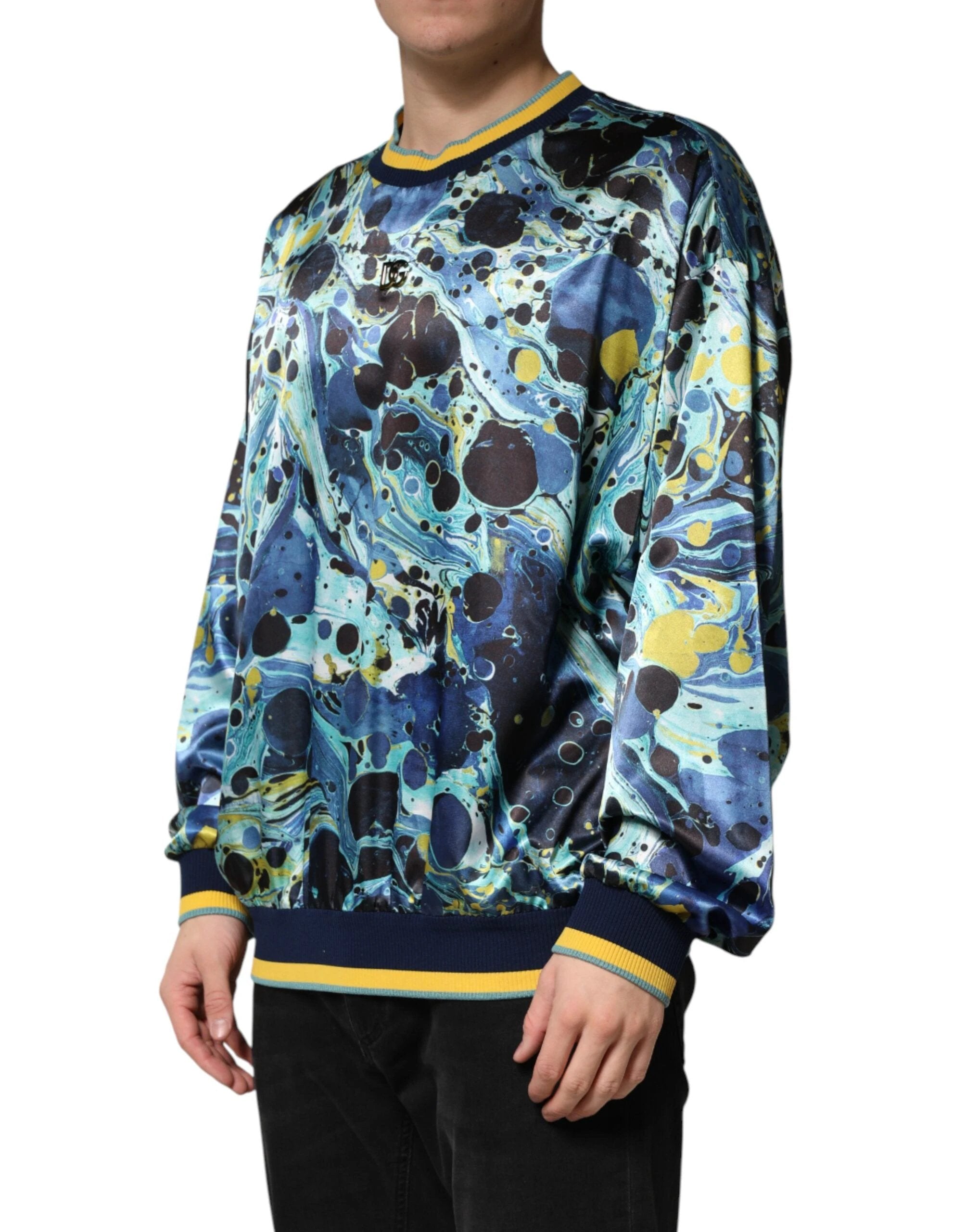 Dolce & Gabbana Multicolor Marble Print Pullover Sweater by Dolce & Gabbana