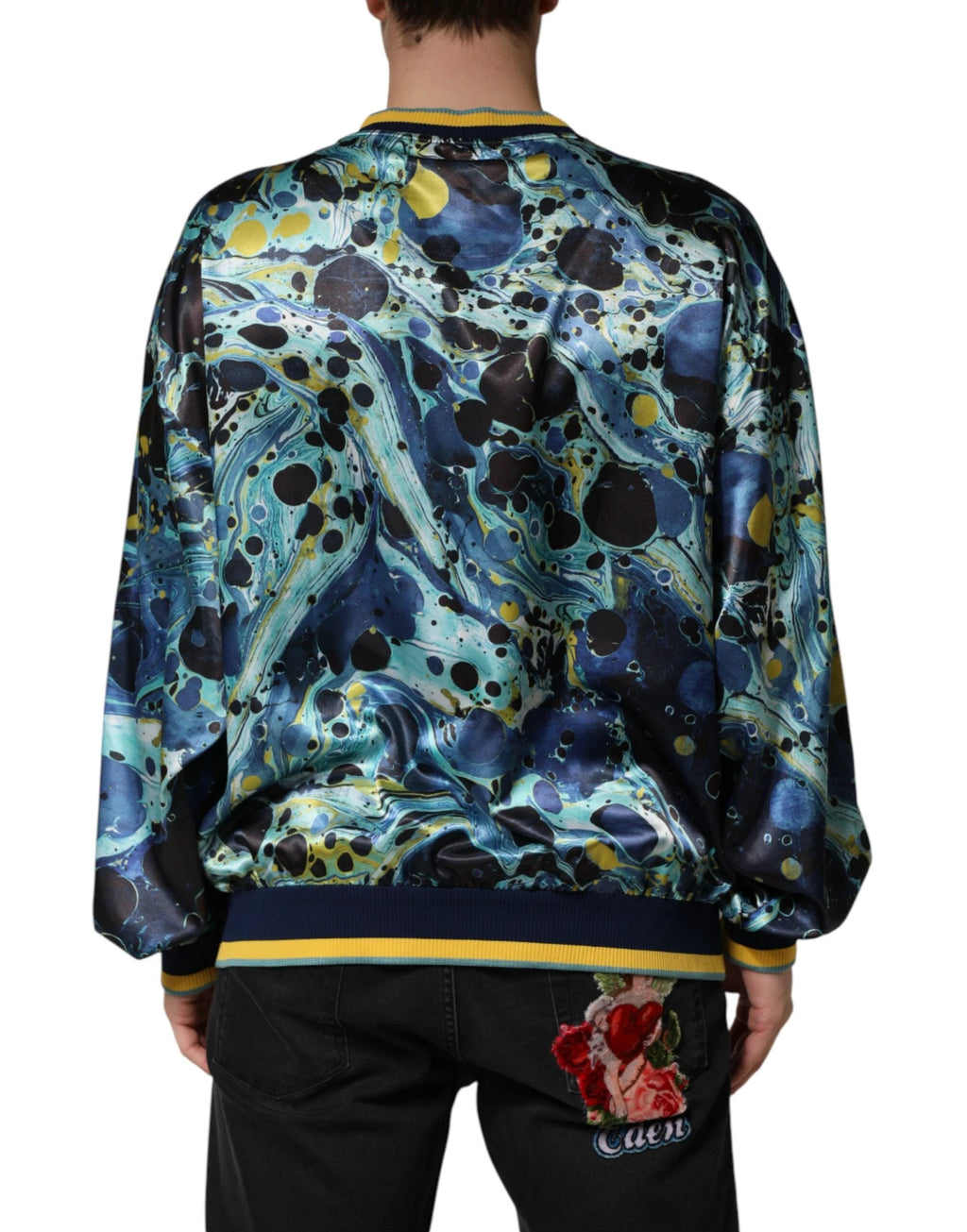 Dolce & Gabbana Multicolor Marble Print Pullover Sweater by Dolce & Gabbana