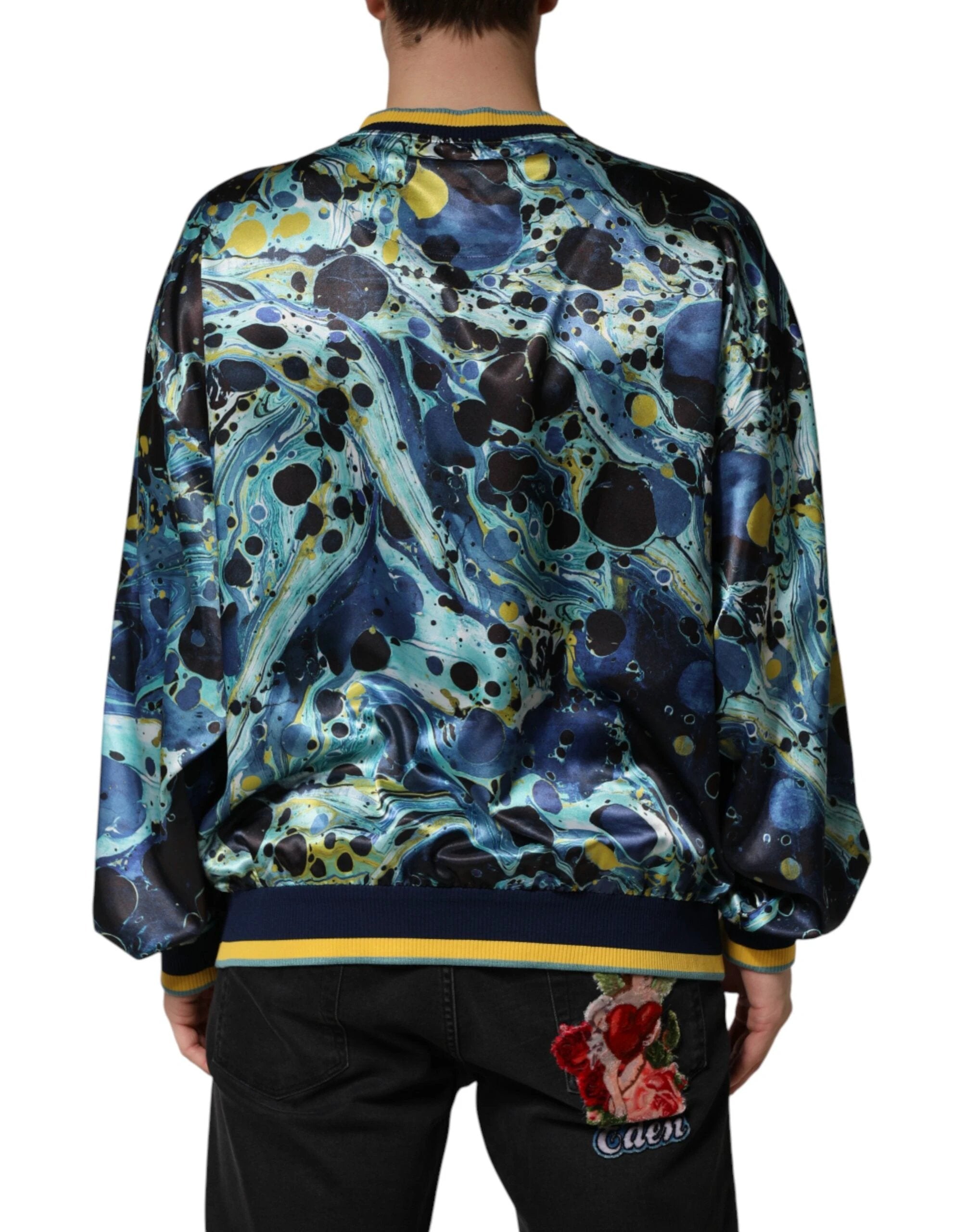 Dolce & Gabbana Multicolor Marble Print Pullover Sweater by Dolce & Gabbana