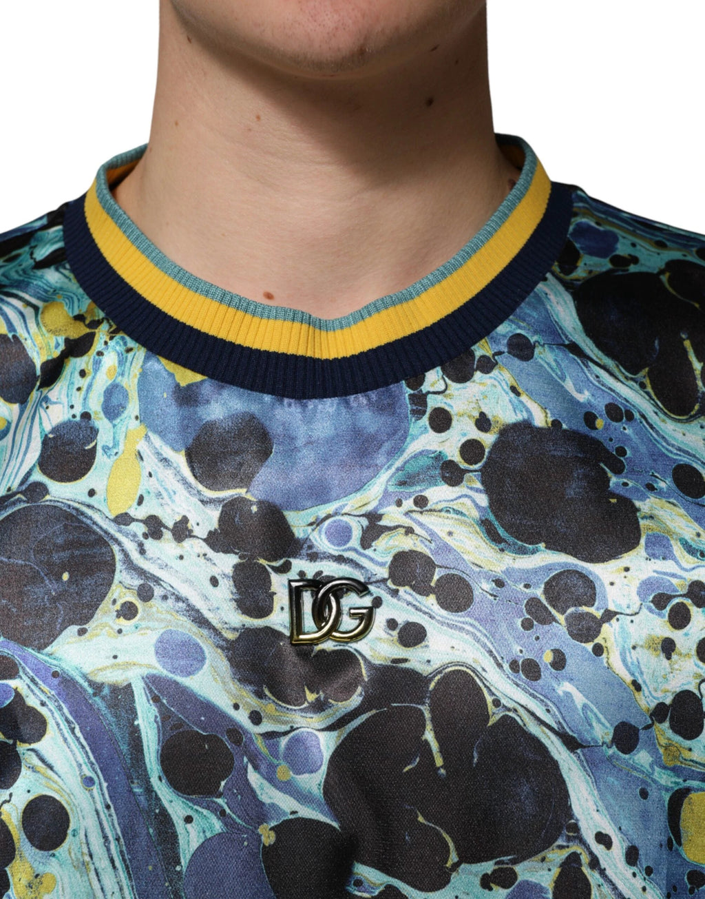 Dolce & Gabbana Multicolor Marble Print Pullover Sweater by Dolce & Gabbana