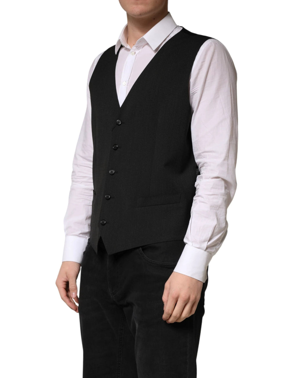Dolce & Gabbana Black Wool Dress Men Formal Waistcoat Vest by Dolce & Gabbana