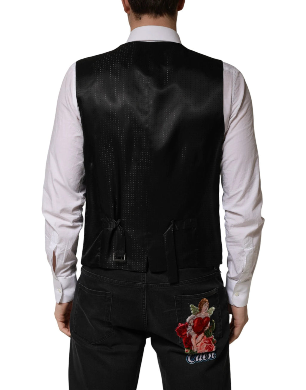 Dolce & Gabbana Black Wool Dress Men Formal Waistcoat Vest by Dolce & Gabbana