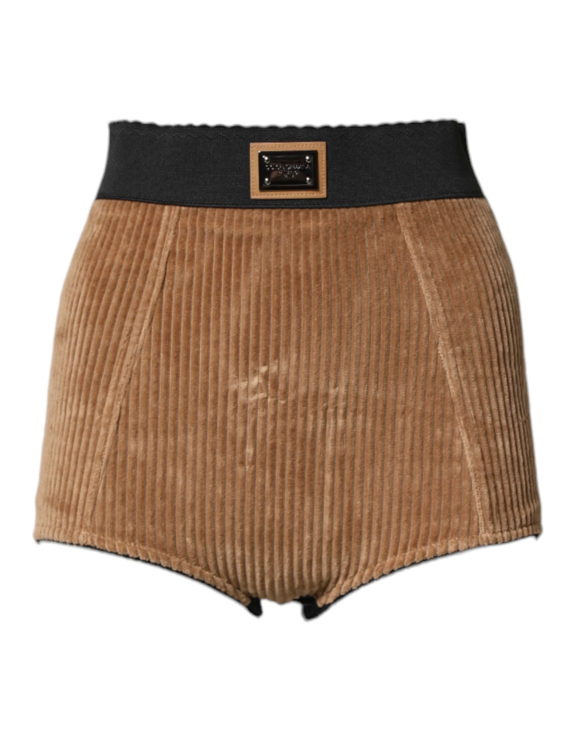 Dolce & Gabbana Brown Cotton High Waisted Hot Pants Shorts by Dolce & Gabbana