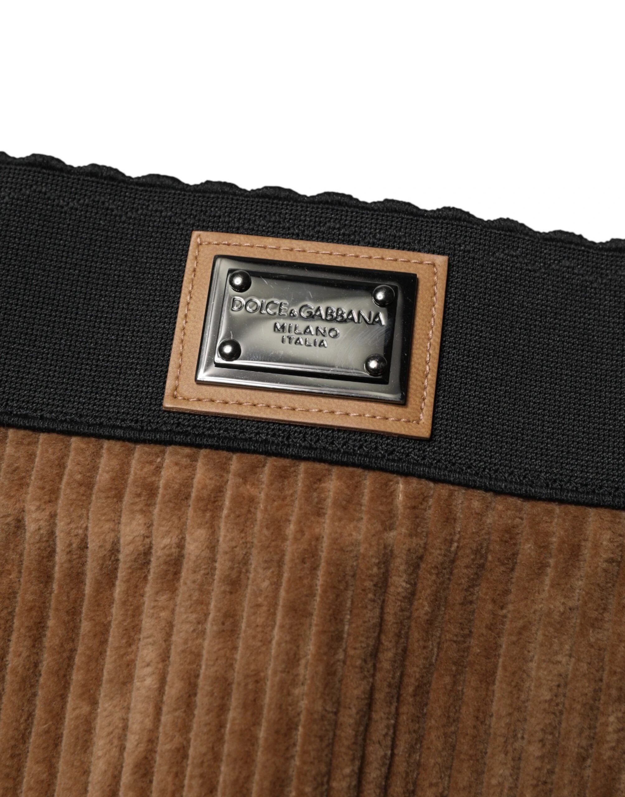 Dolce & Gabbana Brown Cotton High Waisted Hot Pants Shorts by Dolce & Gabbana