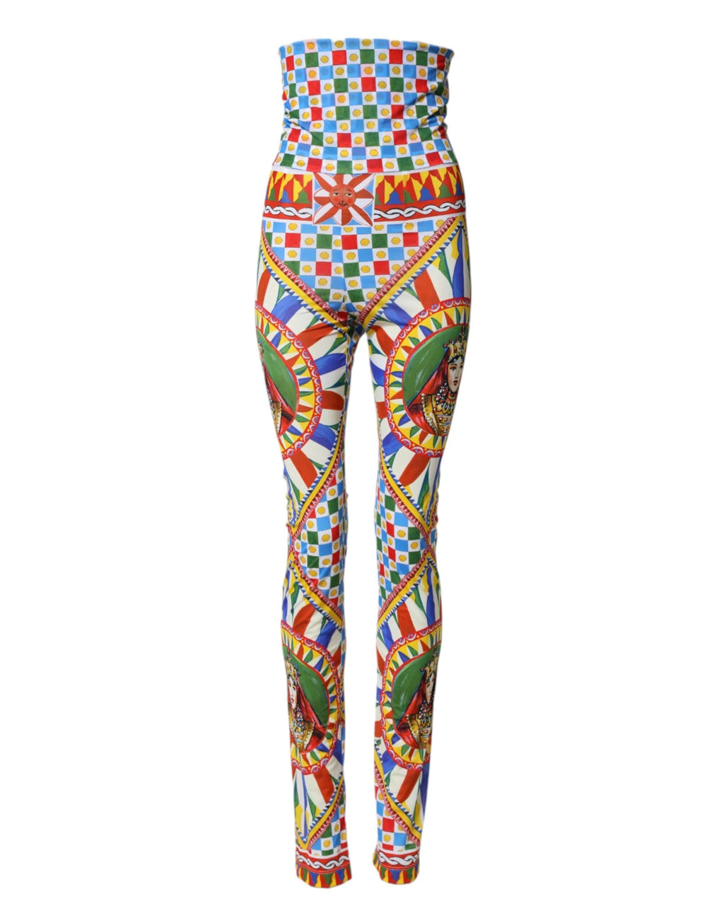 Dolce & Gabbana Multicolor Carretto Leggings High Waist Pants by Dolce & Gabbana