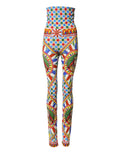 Dolce & Gabbana Multicolor Carretto Leggings High Waist Pants by Dolce & Gabbana