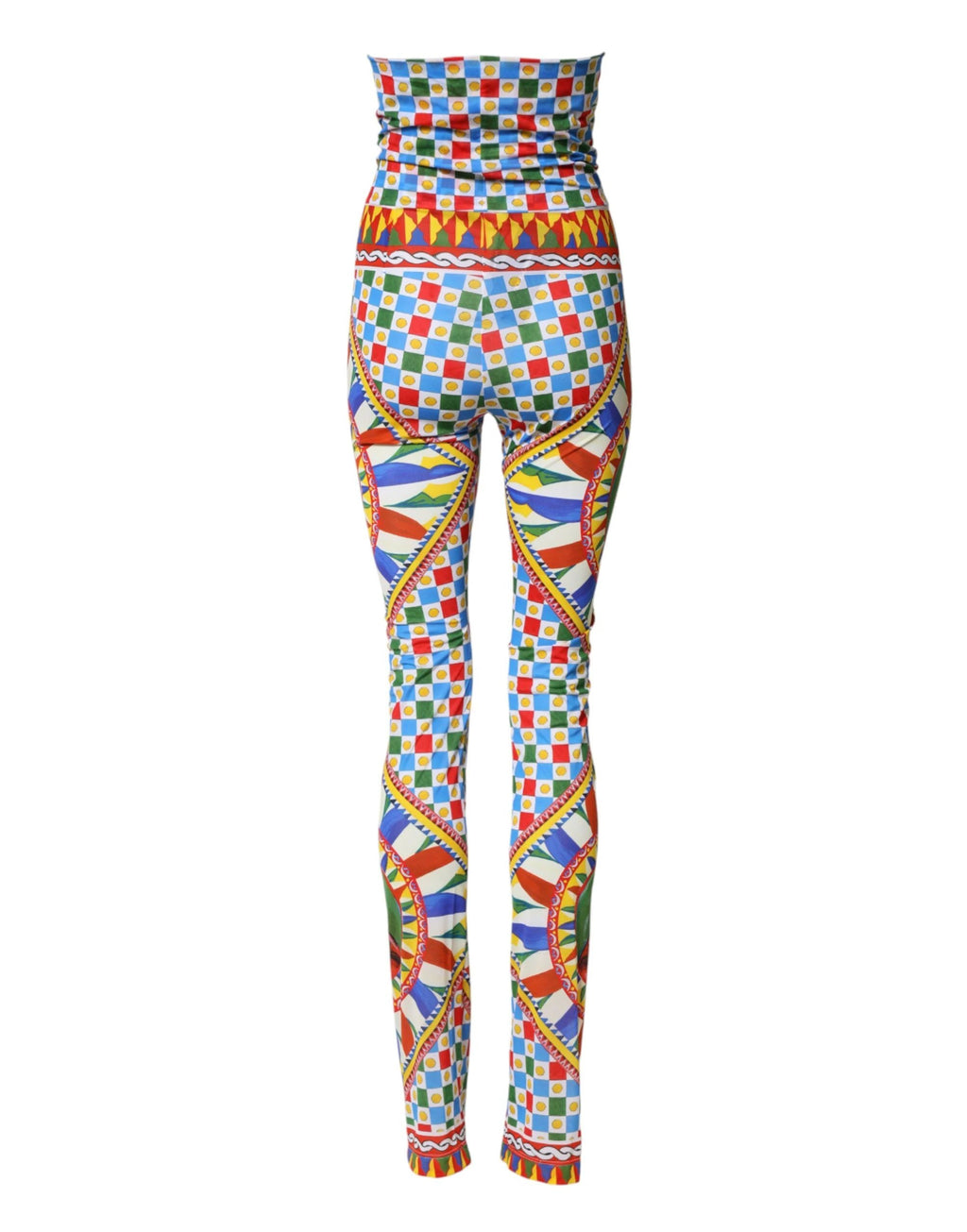 Dolce & Gabbana Multicolor Carretto Leggings High Waist Pants by Dolce & Gabbana