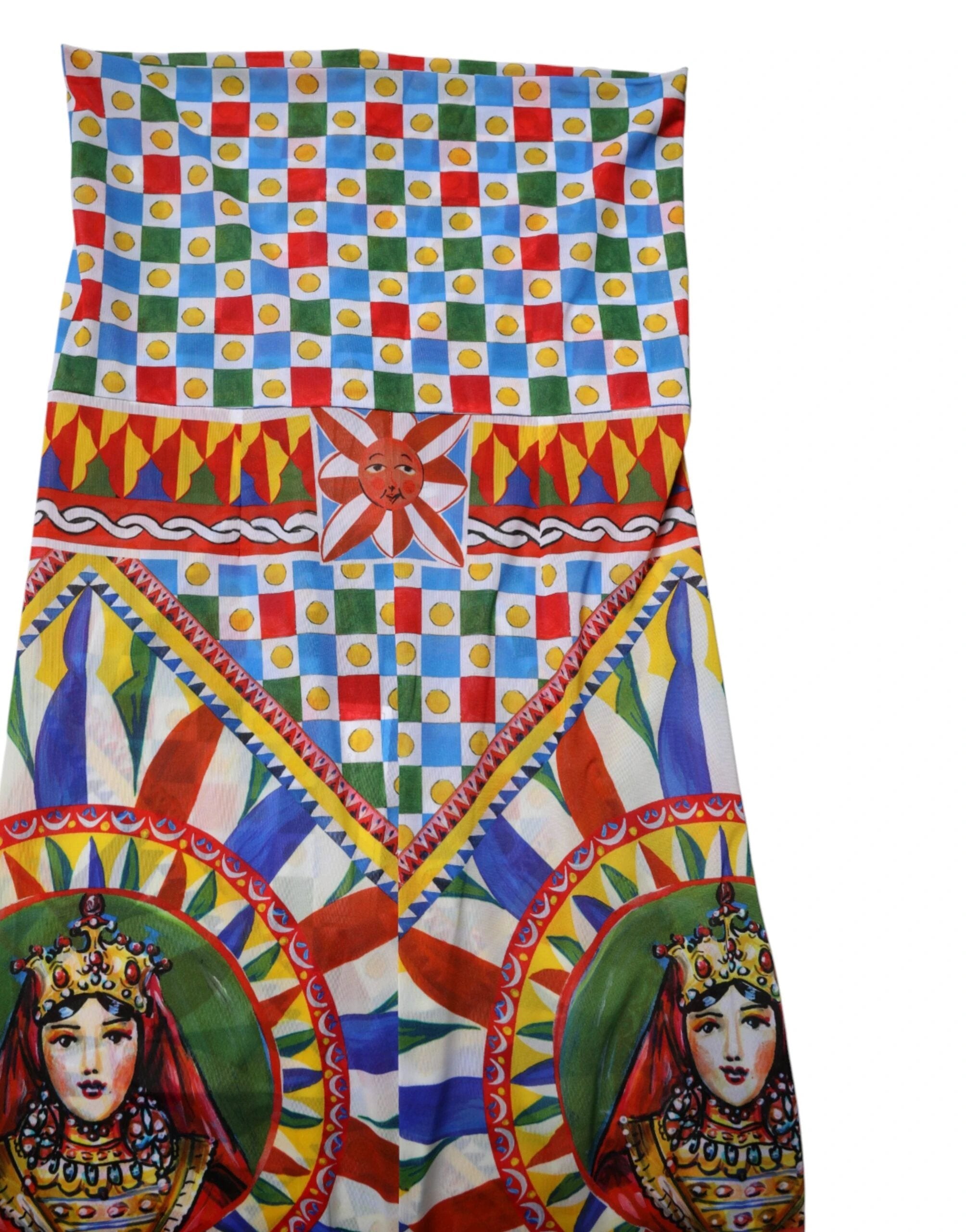 Dolce & Gabbana Multicolor Carretto Leggings High Waist Pants by Dolce & Gabbana
