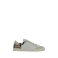 Burberry White Calf Leather Bos Taurus Low Top Sneakers by Burberry