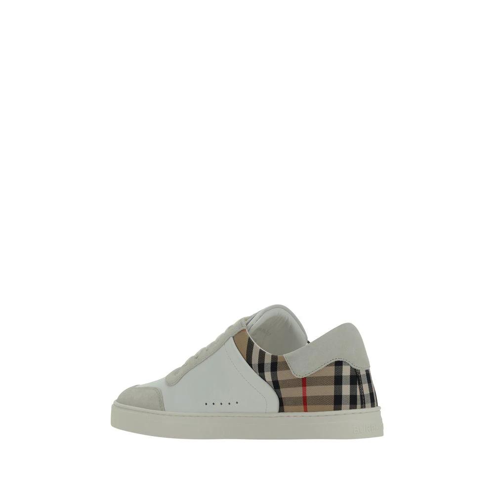 Burberry White Calf Leather Bos Taurus Low Top Sneakers by Burberry