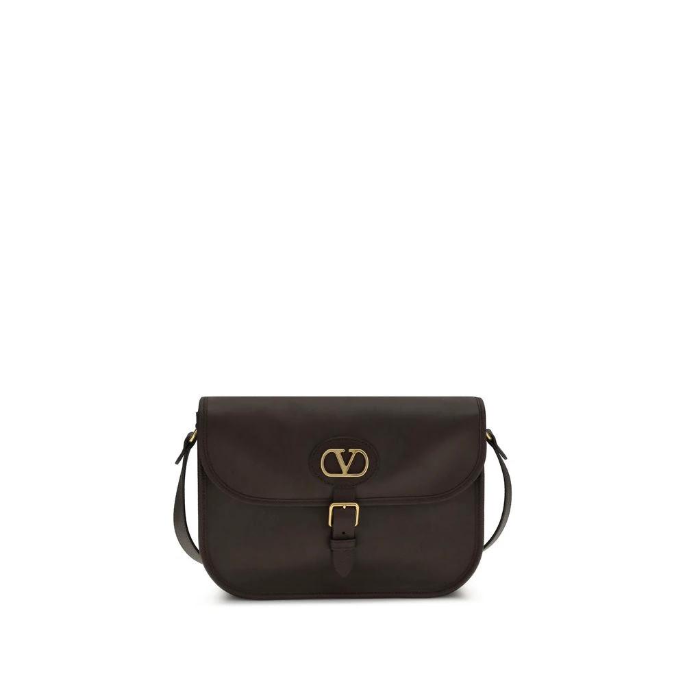 Valentino Garavani Brown Calf Leather Bos Taurus Shoulder Bag by Valentino Garavani