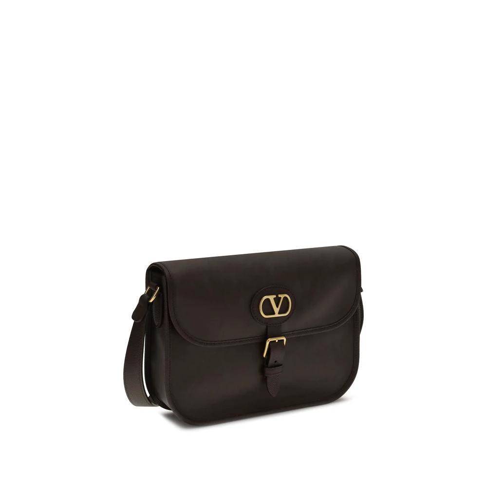 Valentino Garavani Brown Calf Leather Bos Taurus Shoulder Bag by Valentino Garavani