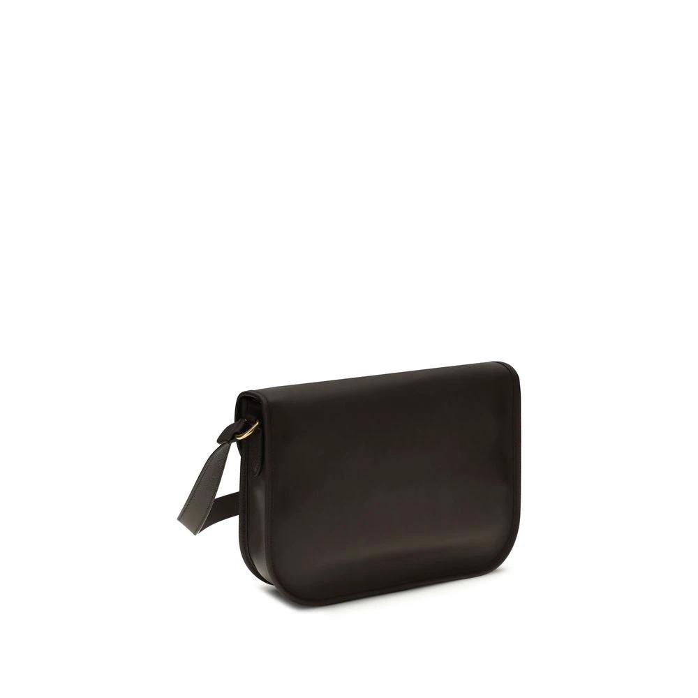 Valentino Garavani Brown Calf Leather Bos Taurus Shoulder Bag by Valentino Garavani