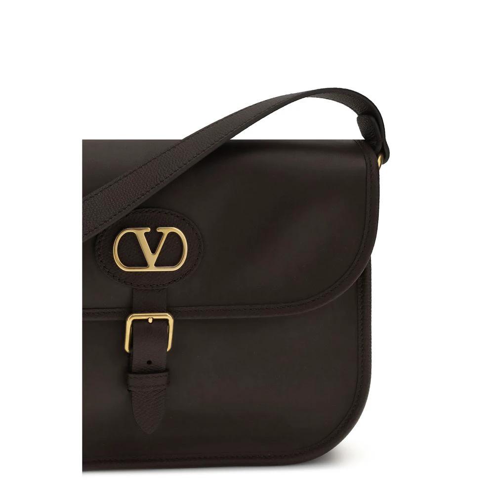 Valentino Garavani Brown Calf Leather Bos Taurus Shoulder Bag by Valentino Garavani