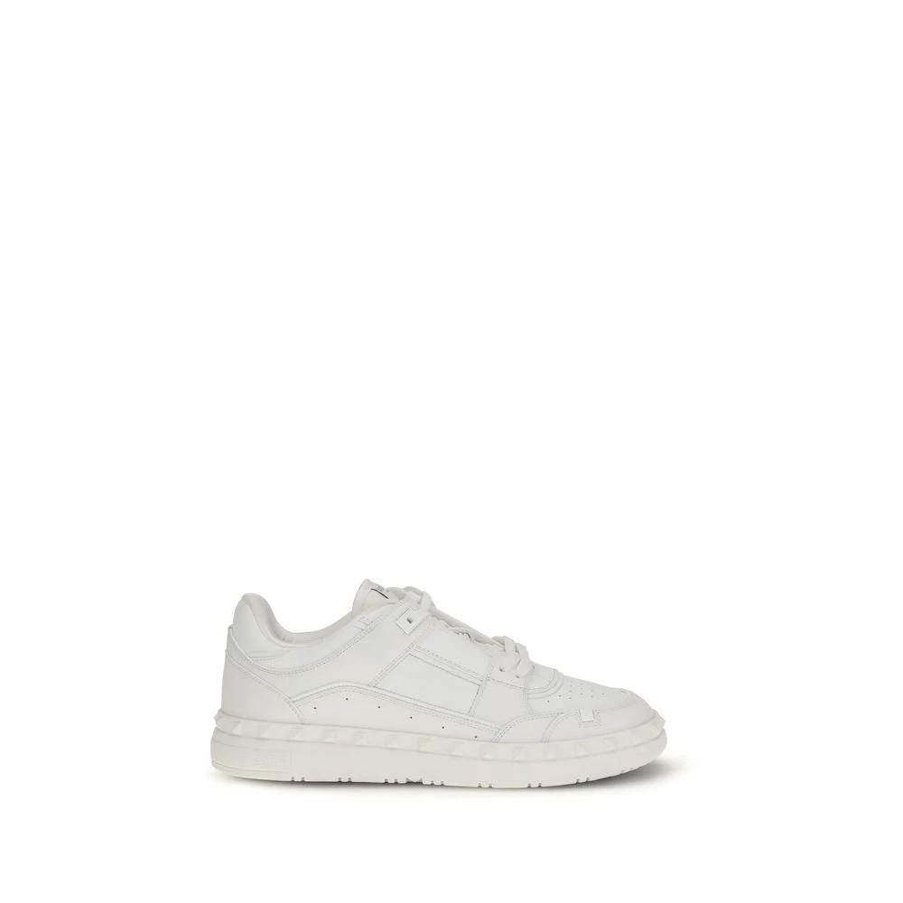 Valentino Garavani White Calf Leather Bos Taurus Low Top Sneakers by Valentino Garavani