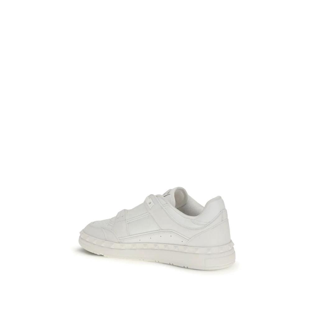 Valentino Garavani White Calf Leather Bos Taurus Low Top Sneakers by Valentino Garavani
