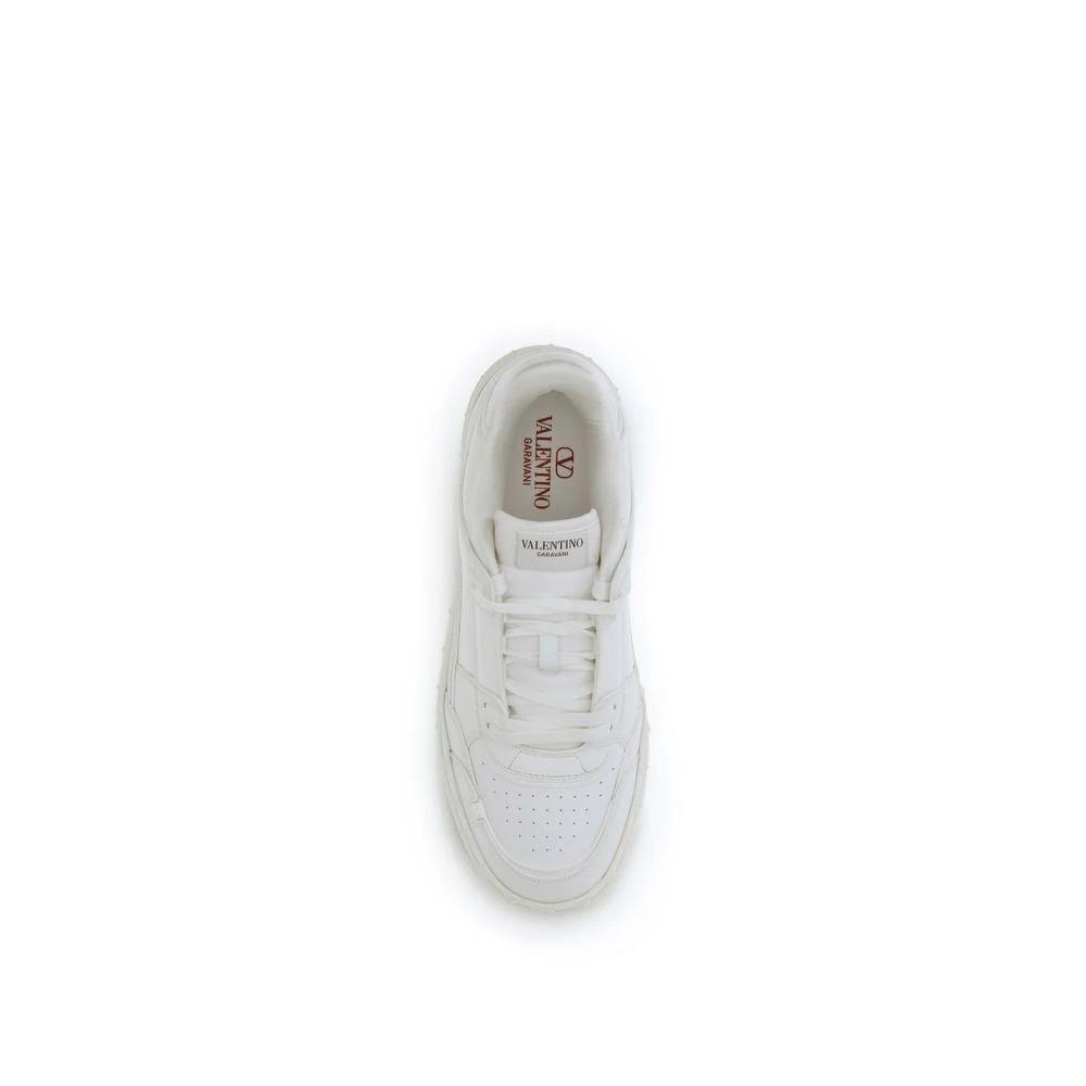 Valentino Garavani White Calf Leather Bos Taurus Low Top Sneakers by Valentino Garavani