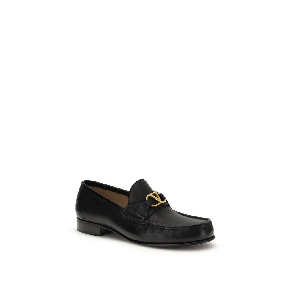 Valentino Garavani Black Calf Leather Bos Taurus Slip-On Loafers by Valentino Garavani