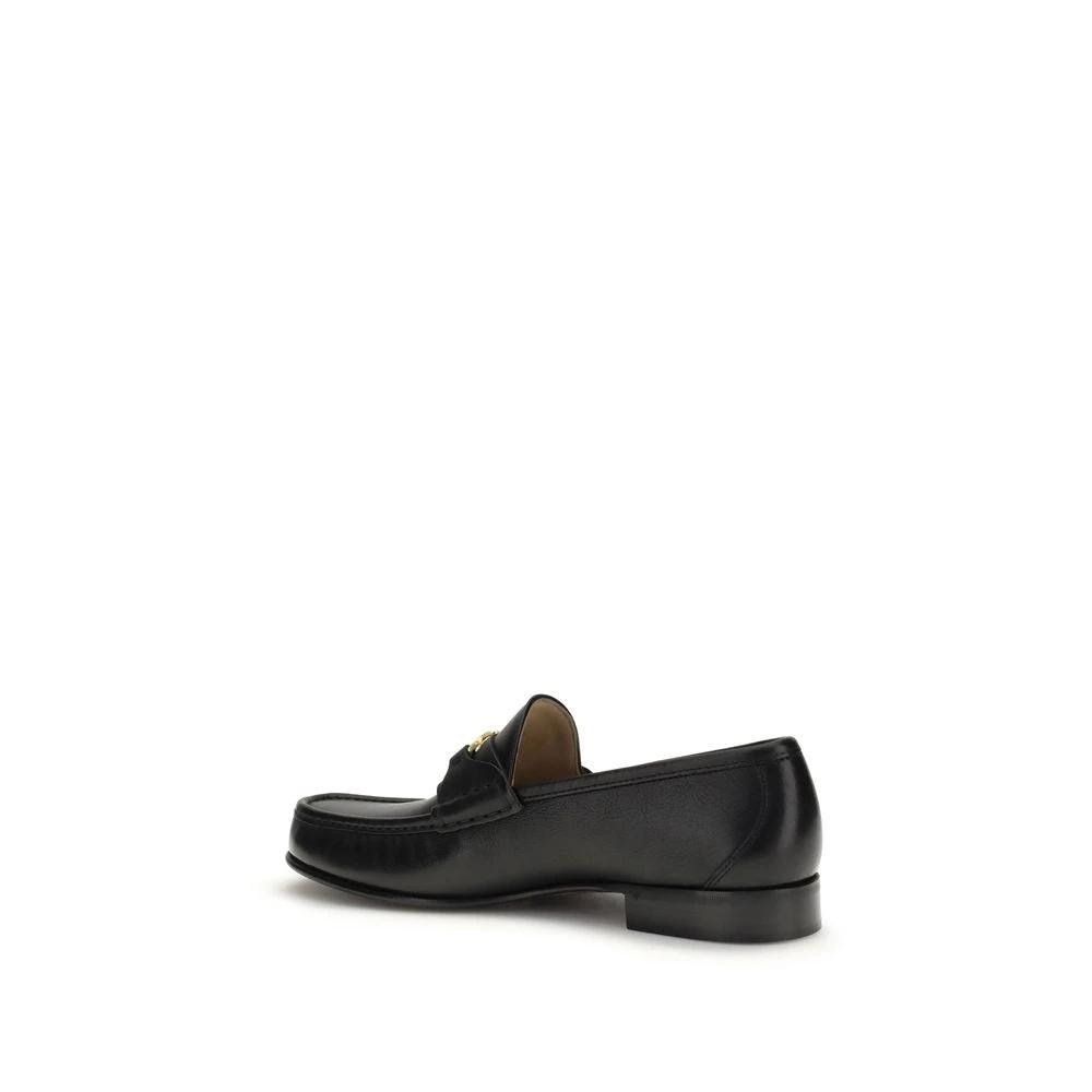 Valentino Garavani Black Calf Leather Bos Taurus Slip-On Loafers by Valentino Garavani