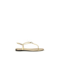Giuseppe Zanotti Gold Calf Leather Bos Taurus Flat Sandals by Giuseppe Zanotti