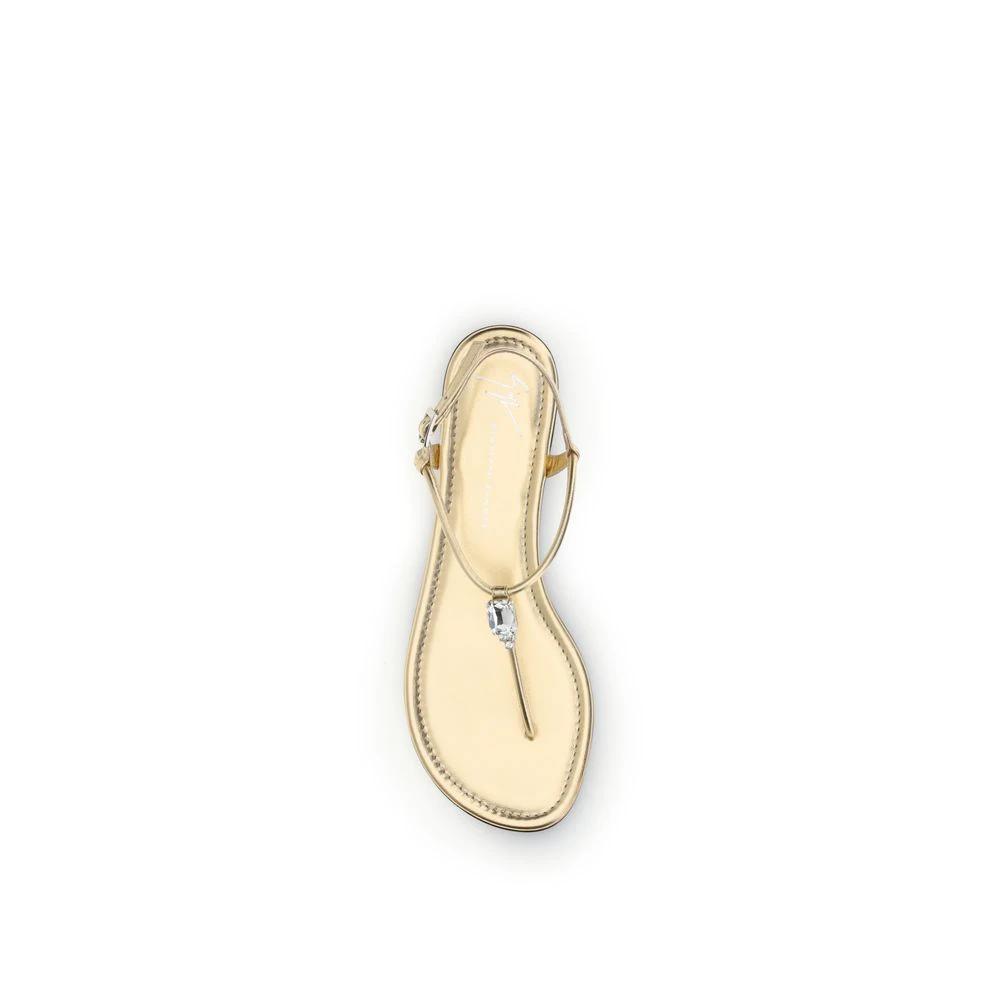 Giuseppe Zanotti Gold Calf Leather Bos Taurus Flat Sandals by Giuseppe Zanotti