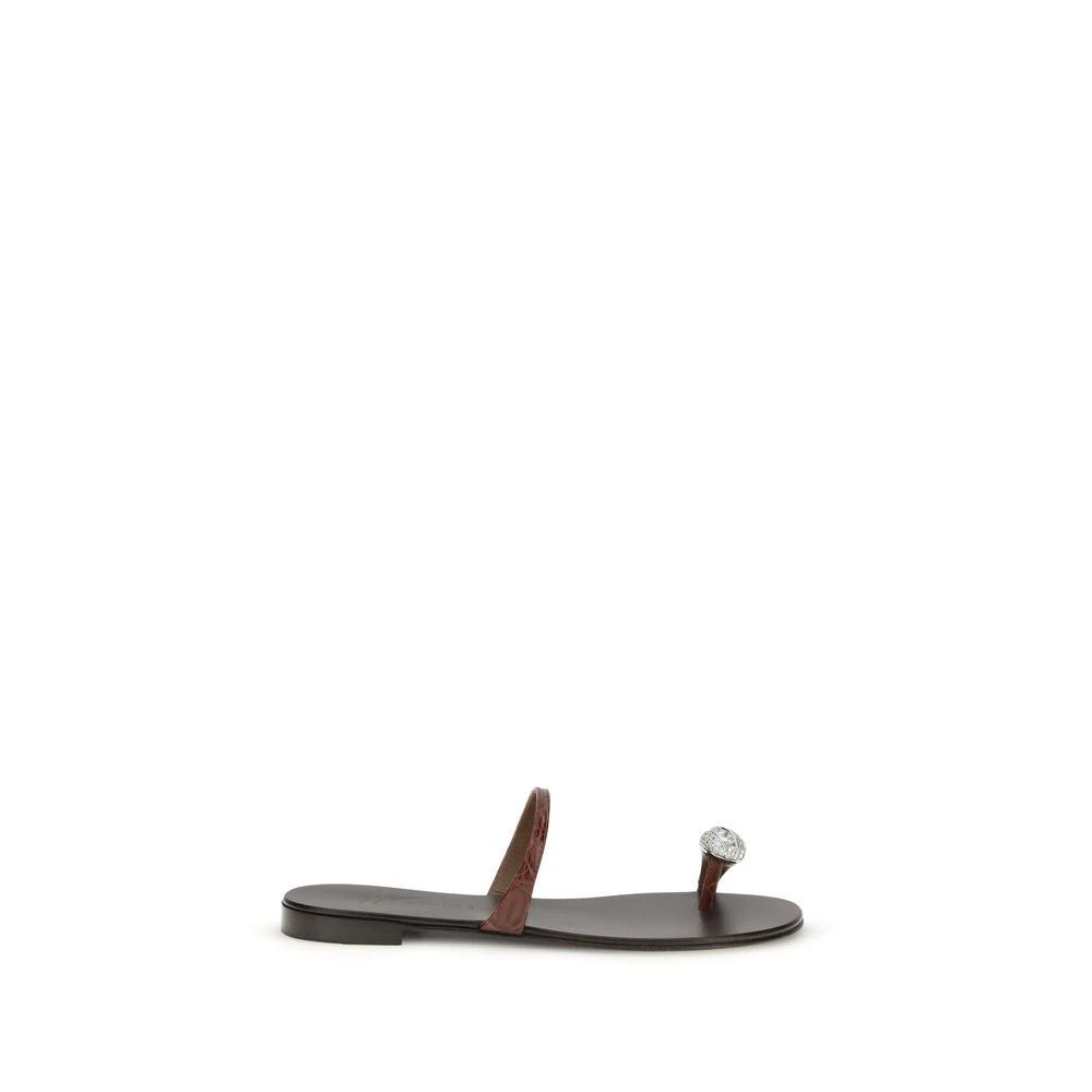 Giuseppe Zanotti Brown Calf Leather Bos Taurus Sandals by Giuseppe Zanotti