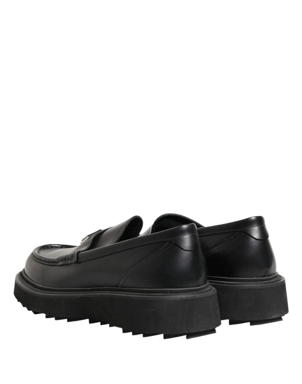 Dolce & Gabbana Black Leather DG Plaque Loafers Dress Shoes by Dolce & Gabbana