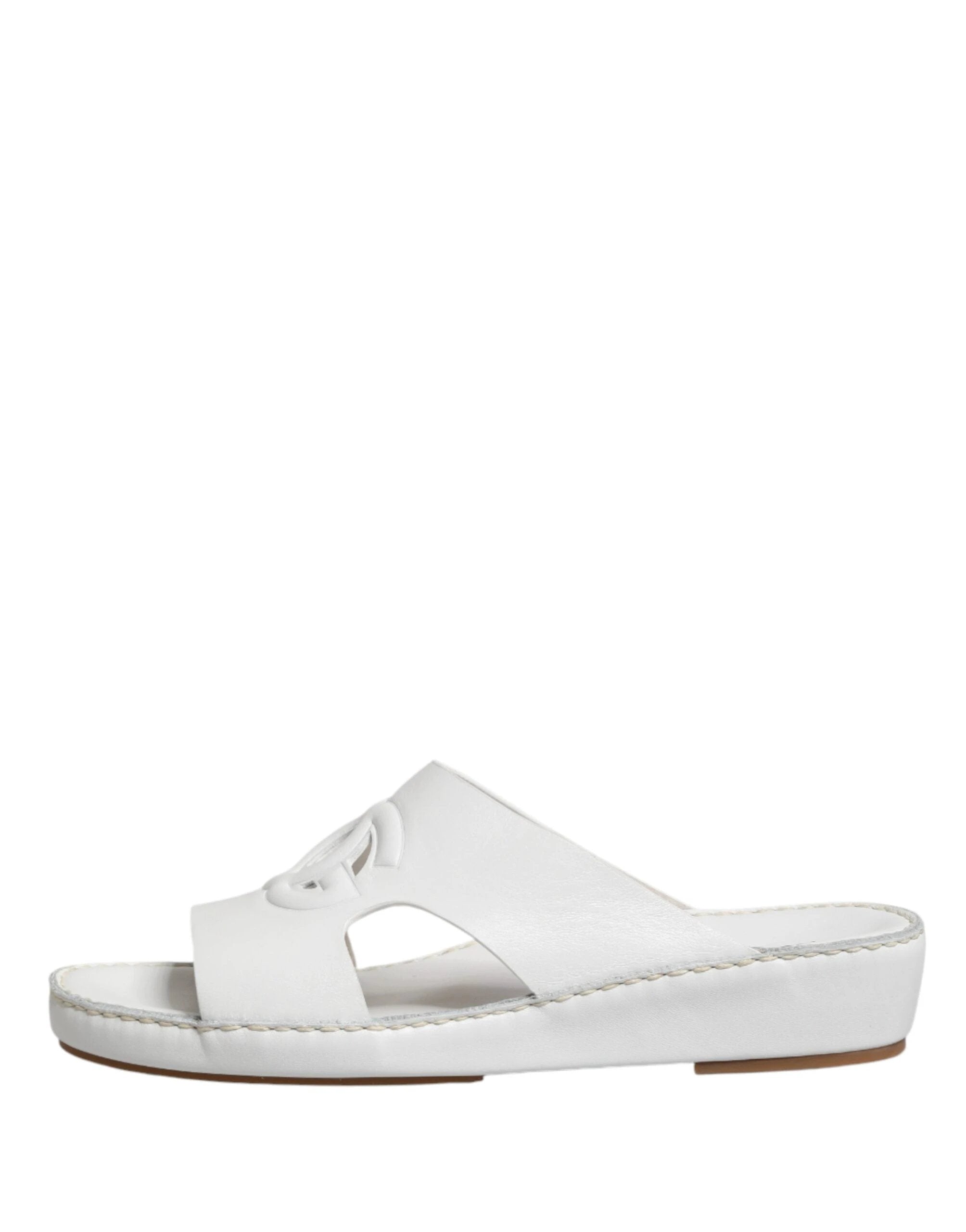 Dolce & Gabbana White DG Cutout Slides Slippers Flats Shoes by Dolce & Gabbana