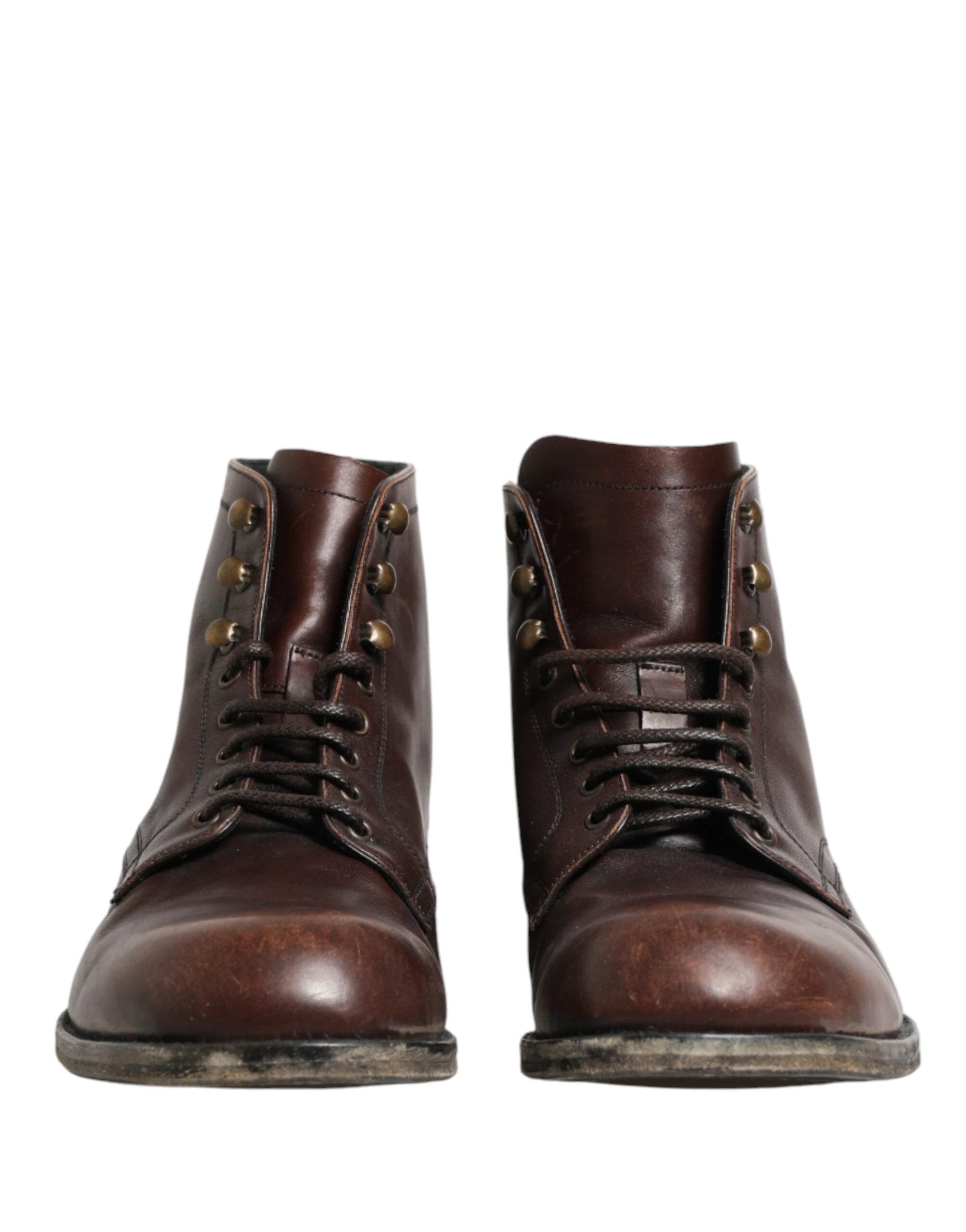 Dolce & Gabbana Brown Lace Up Short Ankle Boots Men Shoes by Dolce & Gabbana
