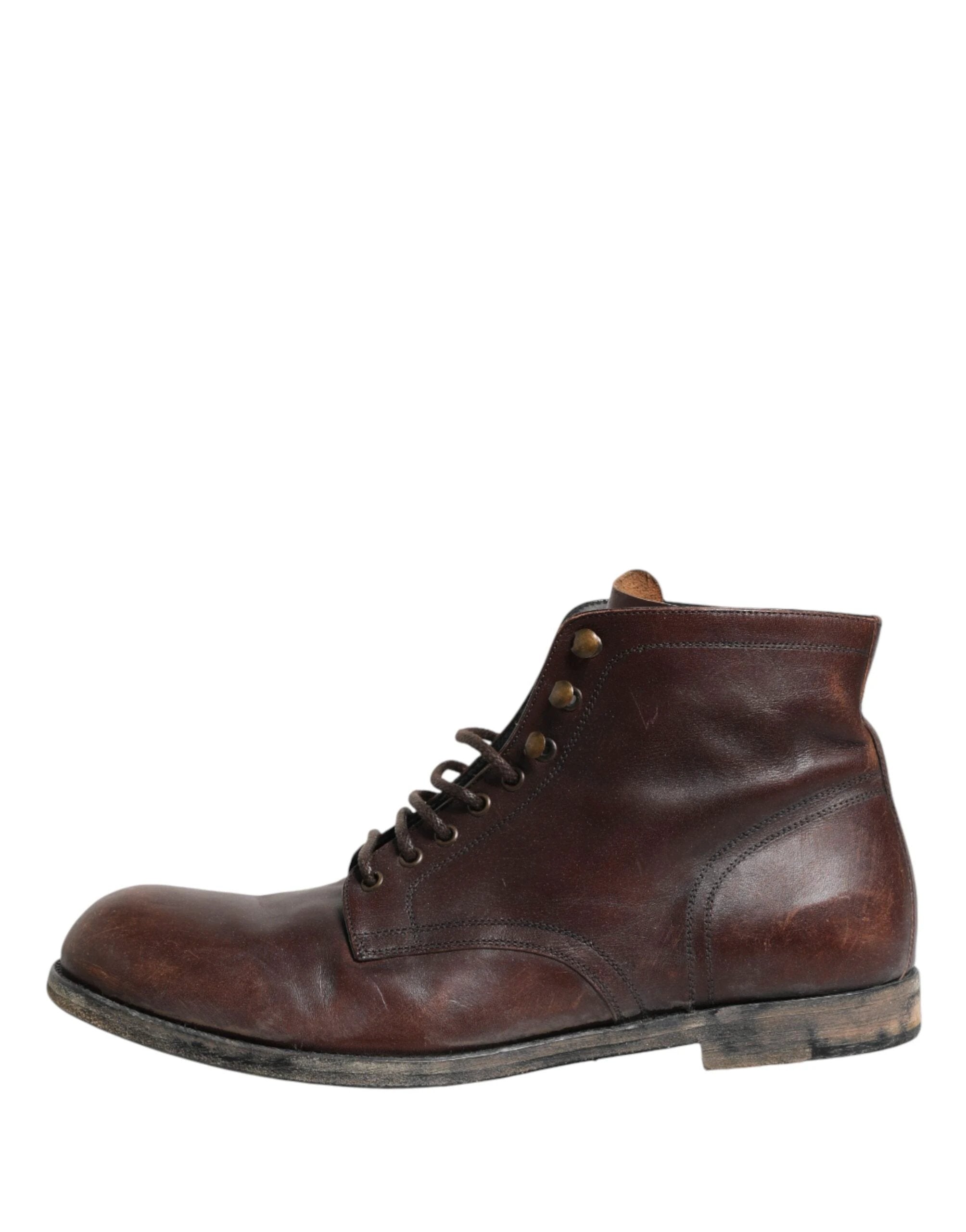 Dolce & Gabbana Brown Lace Up Short Ankle Boots Men Shoes by Dolce & Gabbana