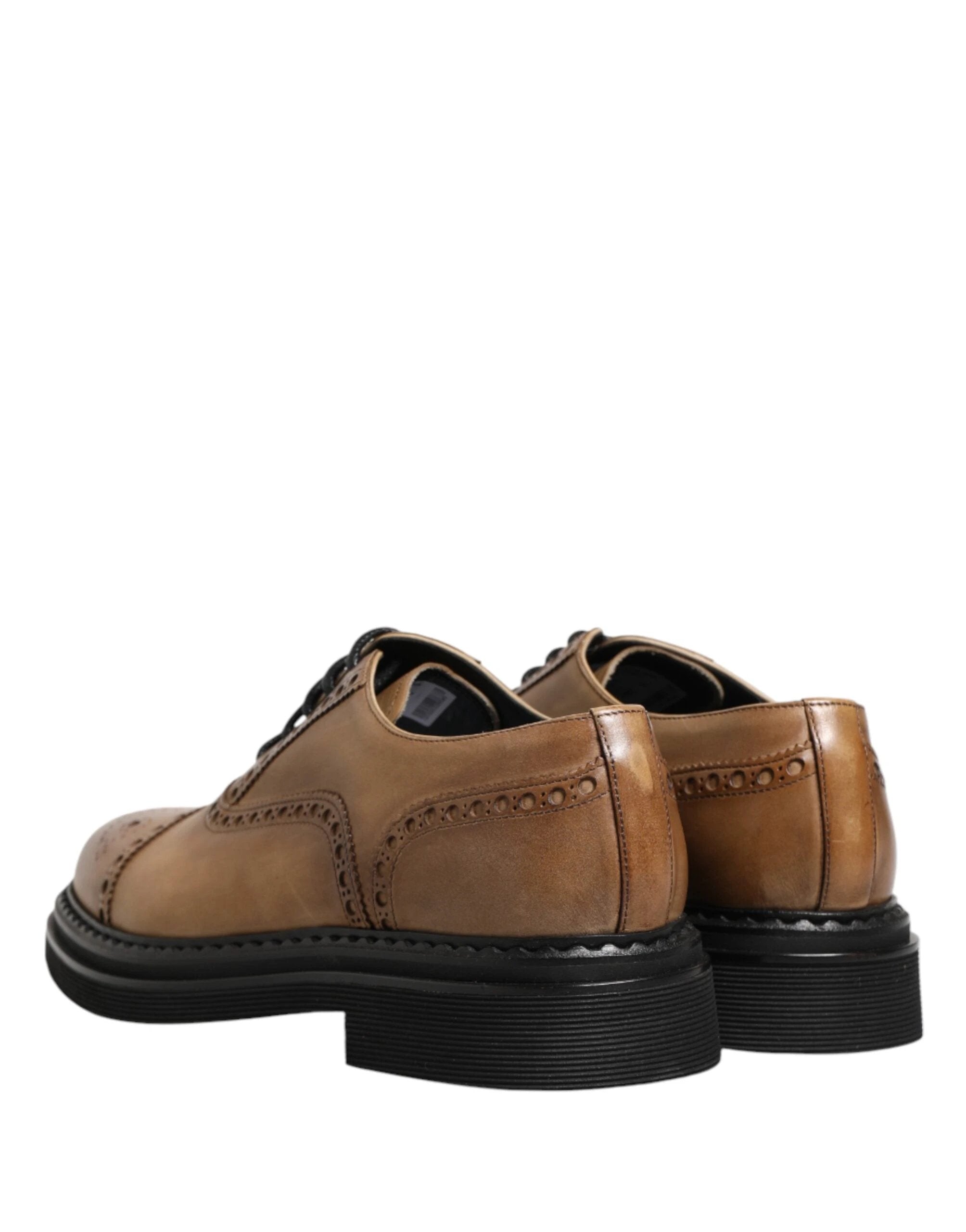 Dolce & Gabbana Brown Lace Up Leather Brogue Derby Men Shoes by Dolce & Gabbana